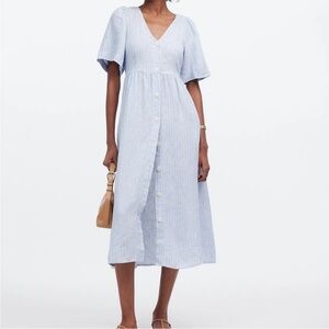 Madewell Cassie Button Front Midi Dress Linen Size XS